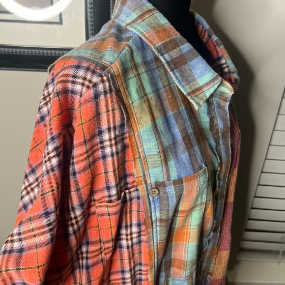 Oli & Hali flannel patchwork oversized cotton/Linen with pockets & fringe XL - Picture 5 of 12